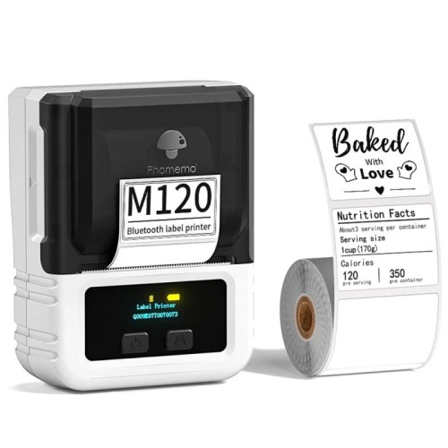 Phomemo M120 Etichettatrice Stampante per codici a barre Bluetooth Macchina per etichette termiche (Nero)