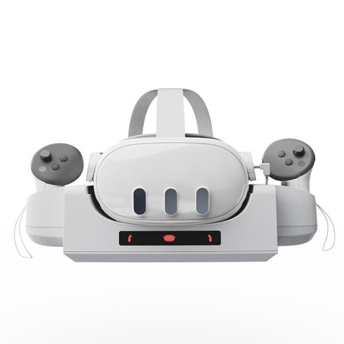 Per base di ricarica per casco Meta Quest 3 VR Rack di ricarica rapida montato a parete con indicatore LED (grigio bianco)