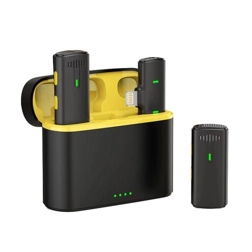 Uno o due microfoni wireless con cancellazione del rumore del microfono lavalier per registrazione all'aperto, interfaccia: 8 pin