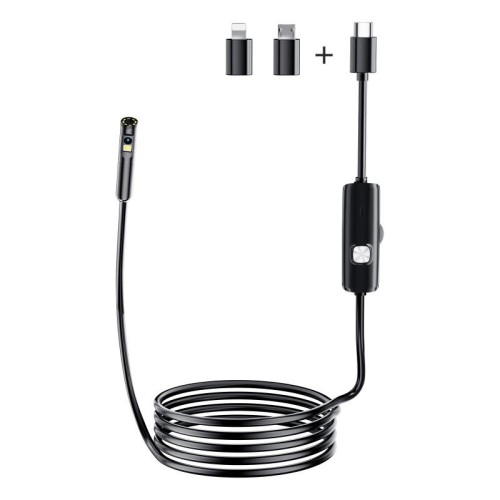 AN112 8mm Doppie lenti HD Supporto per endoscopio industriale Connessione diretta per telefono cellulare, Lunghezza: Tubo rigido da 10 m