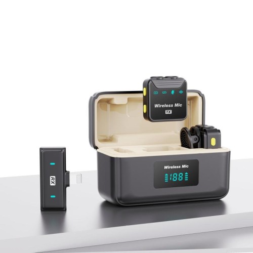 Microfono wireless Lavalier SX23 2 in 1 con scatola di ricarica digitale (8 pin)