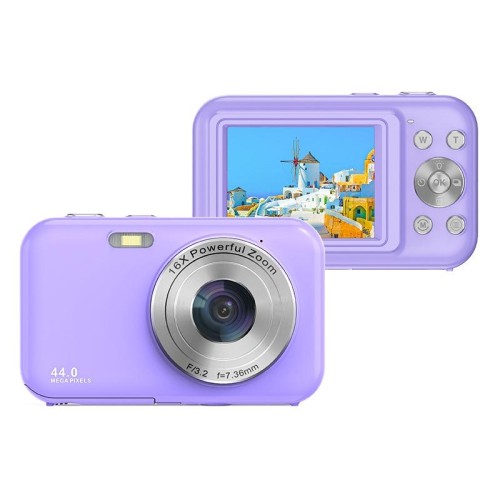 DC406L 2.4 pollici 1080P Mini HD 16X Zoom Digitale Fotocamera per Bambini Casa Spina UE (Viola)