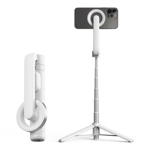 Asta stabilizzatrice portatile per treppiede magnetico per selfie con telecomando (bianco)