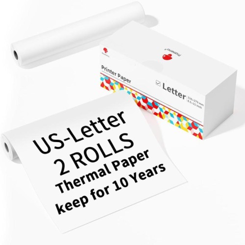 Phomemo 2 rotoli/scatola di carta termica per lettere ad asciugatura rapida, durata 10 anni, per stampante M832/M833/M834/M835