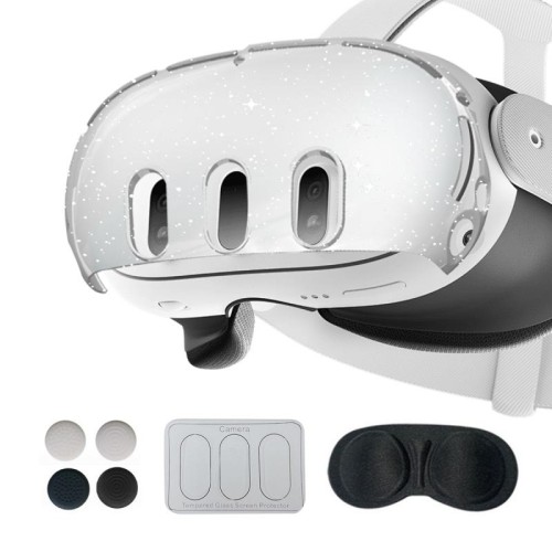 Per guscio protettivo per PC Meta Quest 3, stile: 7 in 1 (glitter trasparente)