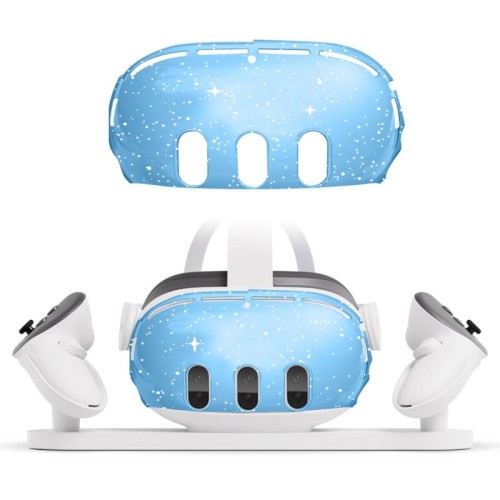 Per guscio protettivo per PC Meta Quest 3, stile: guscio singolo (blu trasparente glitterato)