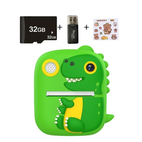 Stampante termica per bambini con fotocamera da stampa istantanea HD 1080P da 2,4 pollici con scheda TF 32G (verde)