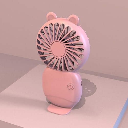 Mini ventilatore silenzioso ricaricabile con supporto portatile tascabile estivo per cartoni animati (bianco)