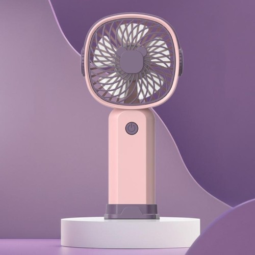Mini ventilatore multifunzionale portatile portatile con funzione di supporto per telefono, colore: rosa viola senza batteria