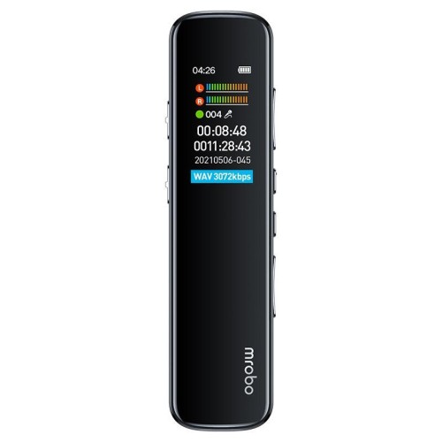 Mrobo RV-19 Lettore musicale con penna di registrazione con schermo HD da 0,96 pollici con riduzione del rumore 3D, capacità: 16 GB (nero)