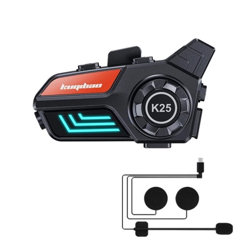 Auricolare Bluetooth impermeabile per casco da motociclista KUQIBAO con luce (microfono morbido)