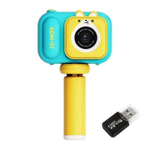 Mini videocamera digitale per bambini con schermo IPS da 2,4 pollici e doppia lente da 48 MP, con scheda TF da 64 GB, Blue Fox