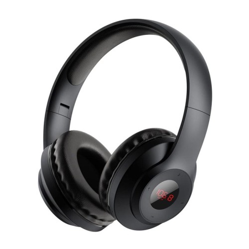 X5 Cuffie radio FM con display digitale portatile pieghevole, colore: ricarica nero