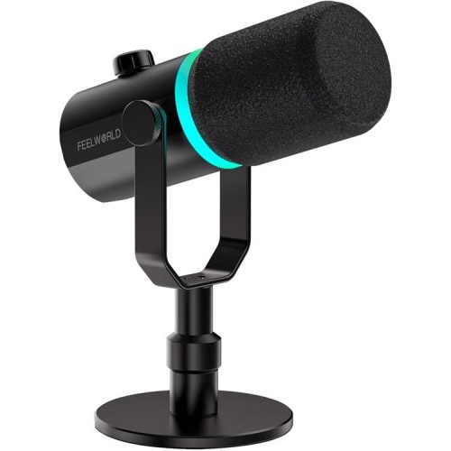 FEELWORLD PM1-XS XLR/USB Microfono dinamico per podcasting, registrazione, giochi, streaming live (nero)