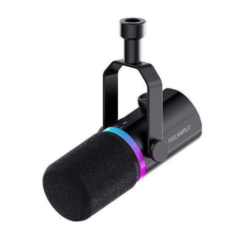 FEELWORLD PM1 XLR/USB Microfono dinamico per podcasting, registrazione, giochi, streaming live (nero)