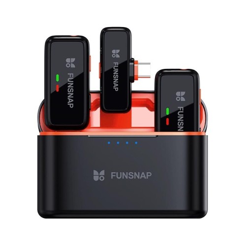 Microfono wireless Lavalier FUNSNAP S6, tipo C RX + 2 TX con custodia di ricarica
