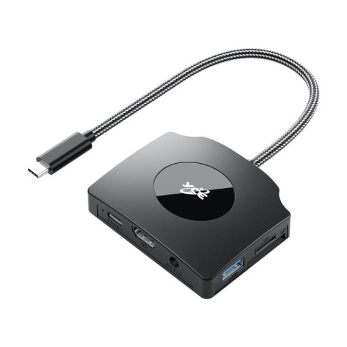 YCE-Z70A Tipo-C a PD 3.0, USB 3.0x2 + SD/TF, 3.5mm e scheda di acquisizione video per docking station HD1.4 (nero)
