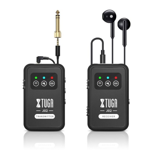 XTUGA J02 2.4G Stereo Wireless In-Ear Mini Monitor System con trasmettitore e ricevitore (nero)