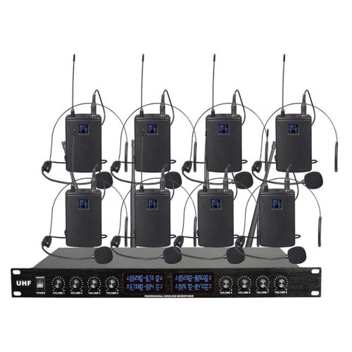 Microfono palmare UHF wireless YT8 a 8 canali per spettacoli dal vivo, 8 bodypack