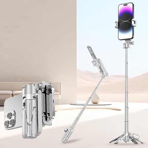 FUNSNAP P15 mini Supporto per selfie portatile con maniglia BT per telefono e streaming live (bianco)