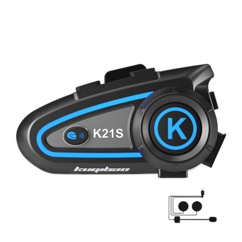 Casco da motociclista KUQIBAO K21S con doppio interfono Bluetooth e luci (microfono rigido)