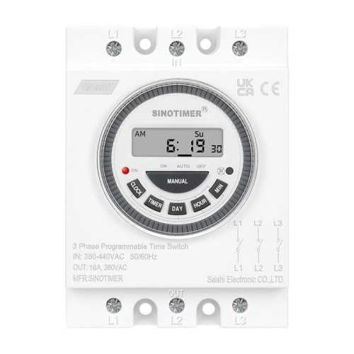 SINOTIMER TM619-380V 16A Interruttore temporizzatore trifase 7 giorni Intervallo minimo programmabile 1 minuto