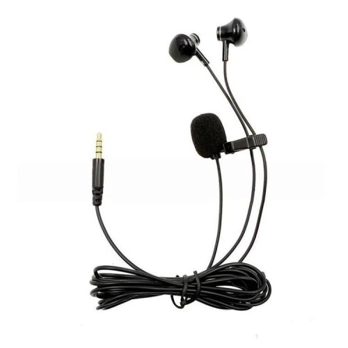 Microfono a clip TRRS da 3,5 mm con auricolare per monitoraggio live stereo, 2 m