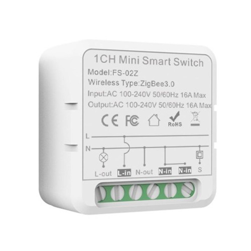 FS-02Z 1CH ZigBee16A Interruttore intelligente con timer vocale per Amazon Alexa / Assistente Google