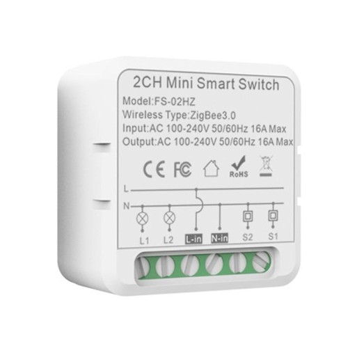 FS-02HZ Interruttore intelligente ZigBee 16A 2 canali con timer vocale per Amazon Alexa / Assistente Google