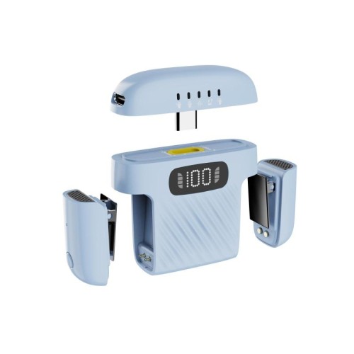 Uno o due mini microfoni wireless con clip per collare e cancellazione del rumore con custodia di ricarica (bianco)