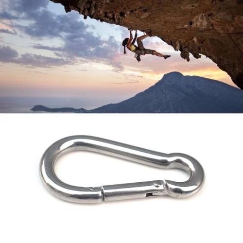 M4 Moschettone in acciaio inossidabile Gancio a molla Multi-strumento Alpinismo Chiusura con fibbia Gancio da campeggio Corda, diametro interno: 3,93 mm