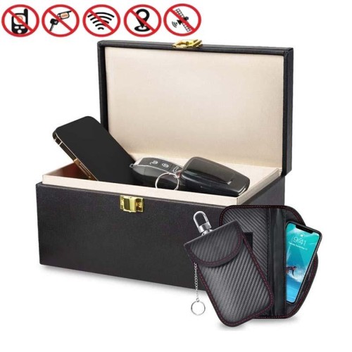 3 pezzi / set grande scudo per auto portachiavi anti-magnetico custodia per cellulare scatola protettiva RFID
