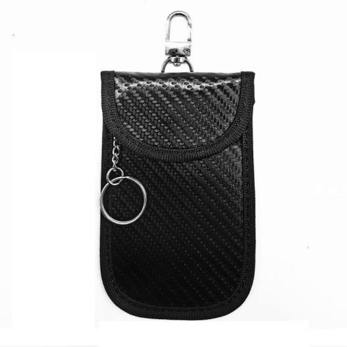 Portachiavi auto con blocco RFID, anti-skimming, in fibra di carbonio, per veicoli, carte di credito ed elettronica, specifiche: linea nera piccola