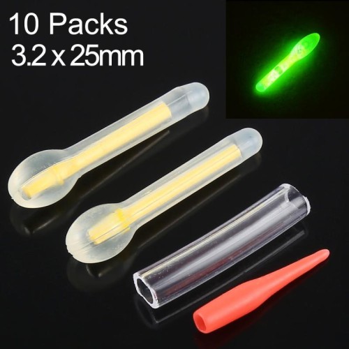 10 confezioni OCEAN SUN Bulb Shape Galleggiante luminoso Night Fishing Light Stick, Visibilità: 25 m, Dimensioni: 3,0 x 25 mm