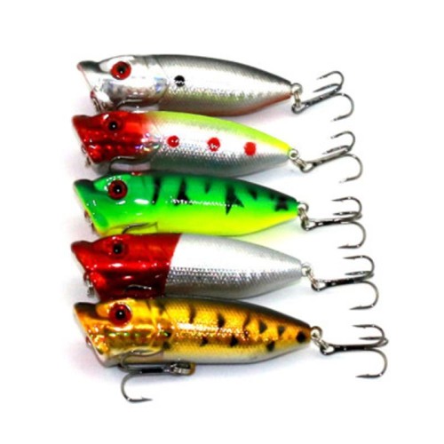 HENGJIA Artificial Popper Fishing Lures Esca da pesca ecologica con ganci, lunghezza: 6,5 cm, consegna a colori casuali