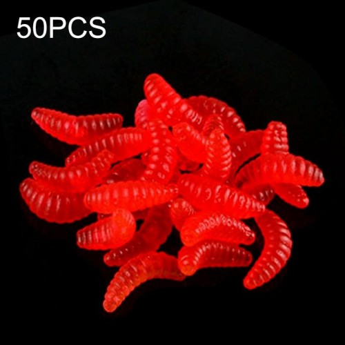 HENGJIA SO106 50 PCS 20mm Simulazione Pane Esca Vermi Mezzaluna Esca Morbida Equitazione Pesce Verme Esca Attrezzatura da Pesca (Rosso)