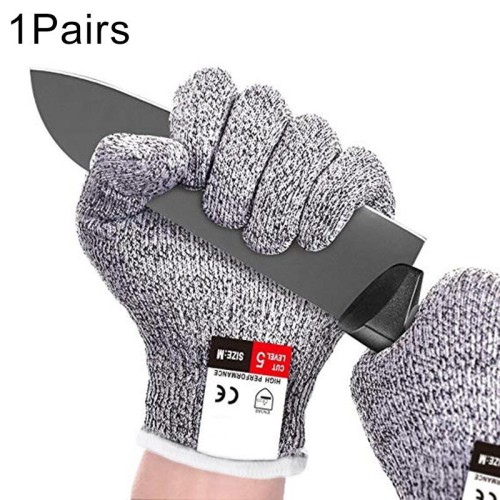 Un paio di guanti da giardinaggio resistenti al taglio Guanti da lavoro di sicurezza antiusura anti-taglio a 5 livelli HPPE per uso alimentare, taglia: S, lunghezza: 20 cm (bianco)