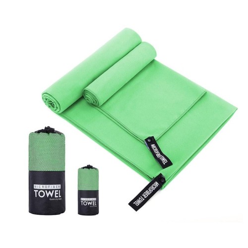 Asciugamano sportivo assorbente ad asciugatura rapida Asciugamano da bagno in microfibra 40x80 cm (sacchetto a rete rotonda verde erba)