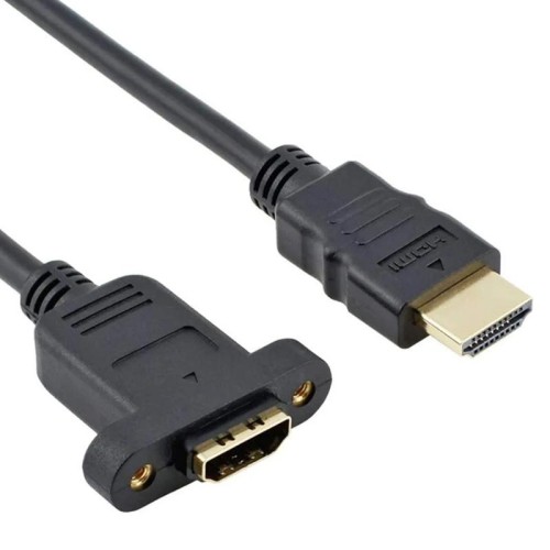 Cavo adattatore da 30 cm HDMI (tipo A) maschio a HDMI (tipo A) femmina con 2 fori per vite