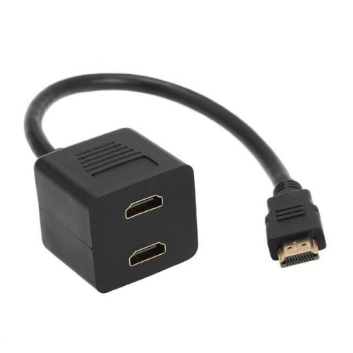 Adattatore splitter HDMI da 30 cm a Y Verteiler Stecker con 2 Kupplung Gel (placcato in oro) (nero)