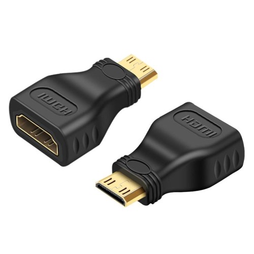 Adattatore da mini HDMI maschio a HDMI 19 pin femmina placcato in oro (nero)