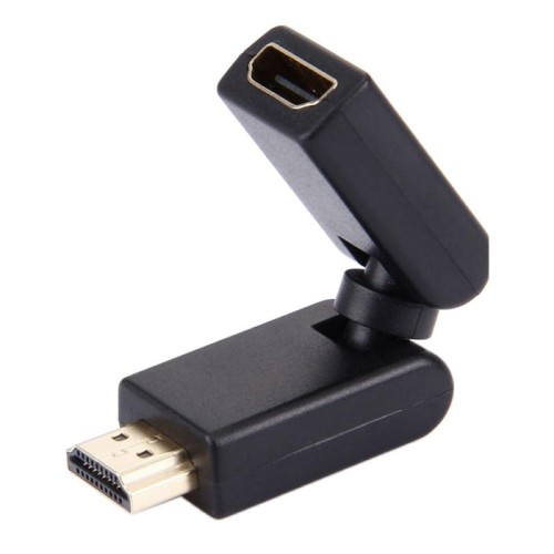 Adattatore HDMI da 19 pin maschio a femmina girevole a 360 gradi (placcato in oro) (nero)