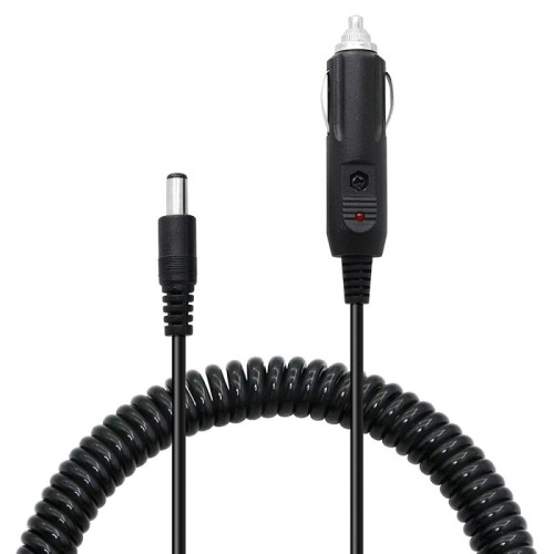 Caricabatteria da auto con cavo a spirale da 2A 5,5 x 2,1 mm, lunghezza: 40-140 cm