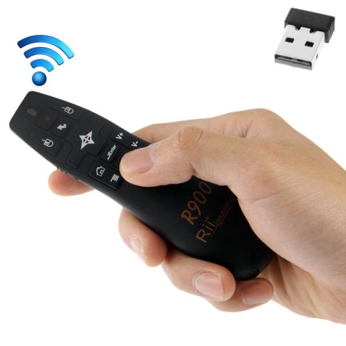 2.4G Wireless Presenter Puntatore laser Fly Mouse Rii Air Mouse professionale R900 per HTPC / Android TV BOX / PS3 / XBOX360 / Tablet PC (K14 R900) (Nero)