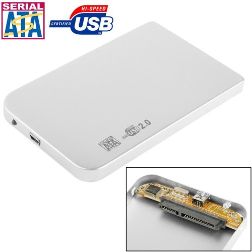Custodia esterna per HDD SATA da 2,5 pollici, dimensioni: 126 mm x 75 mm x 13 mm (argento)