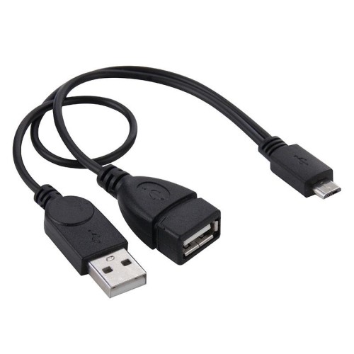 Cavo adattatore convertitore OTG host da micro USB a USB 2.0 maschio e USB 2.0 femmina, lunghezza: circa 30 cm (nero)