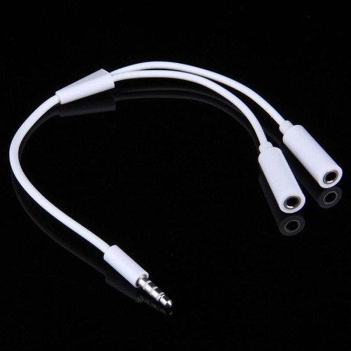 Cavo audio stereo jack da 3,5 mm maschio a 2 femmina per iPhone 6S e 6S Plus e 6 e 6 Plus e 5, iPad Air 2 e Air, Samsung, iPod Laptop, MP3, Lunghezza: 24 cm (bianco)