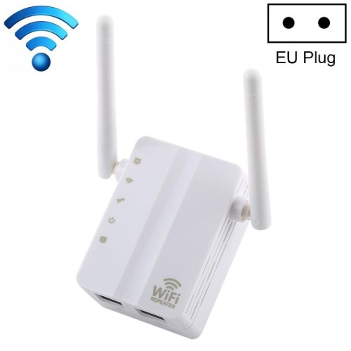 300 Mbps Wireless-N Range Extender Ripetitore WiFi Ripetitore di segnale Router di rete con 2 antenne esterne, spina europea (bianco)