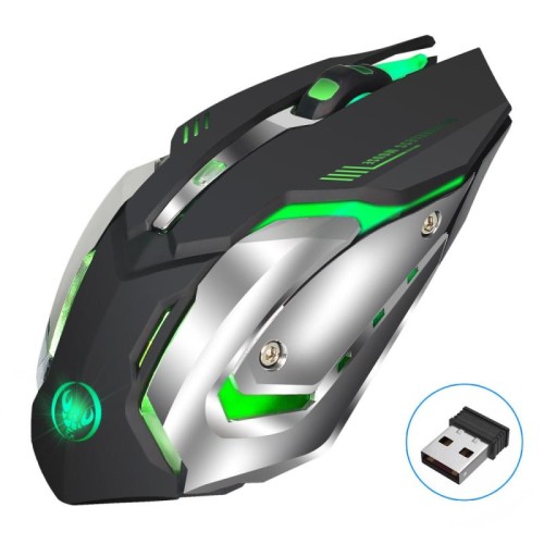 HXSJ M10 2.4GHz 6 tasti USB Ricaricabile Illuminazione colorata Mouse da gioco ottico wireless 2400 DPI ergonomico per computer desktop