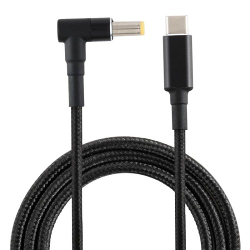 PD 100W 5,5 x 1,7 mm maschio gomito a USB-C / tipo-C maschio cavo di ricarica in nylon intrecciato, lunghezza cavo: 1,7 m
